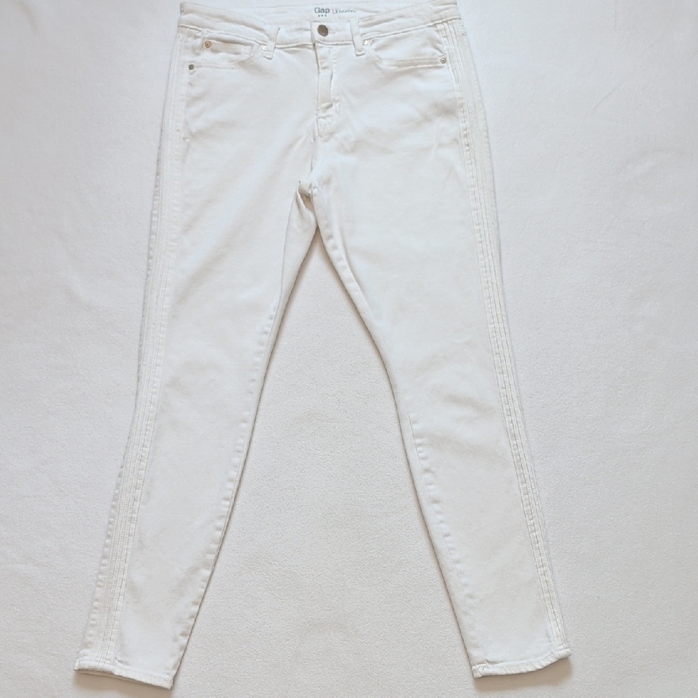 GAP White High-rise Skinny Jeans w/ Layered Side Seam - Size 30